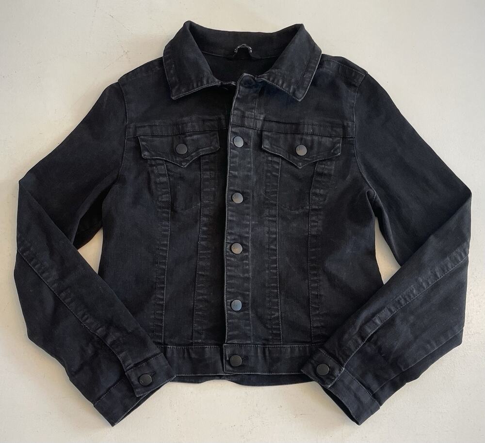 d. jeans Black Denim Jean Trucker Jacket Size Medium Pockets Classic Layering
